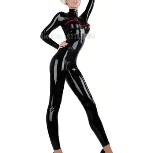 Handmade Latex Catsuit Open Breast Zentai Rubber Fetish Bodysuit Latex Plus Size Jumpsuit Adult Sexy Costume