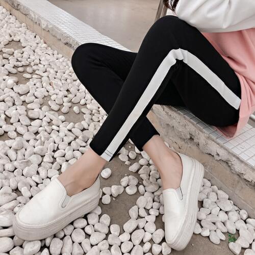 Stretch Maternity Leggings Bottoming Pants For Pregnant Women Side Stripe Casual Skinny Pregnancy Leggings Maternity Clothes