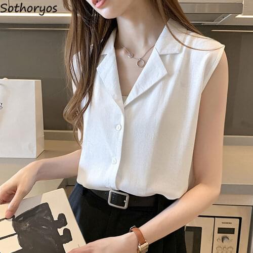 Tank Camis Women 4XL Pockets Button Solid Simple Turn-down Collar Loose All-match Tank-tops Elegant Ladies Fashionable Leisure