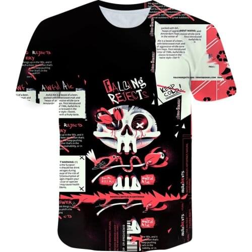 Mens Hip-hop 3D T-shirt Horror Skull O-neck Shirt 2021 Summer Fashion Top Boys Streetwear Oversize