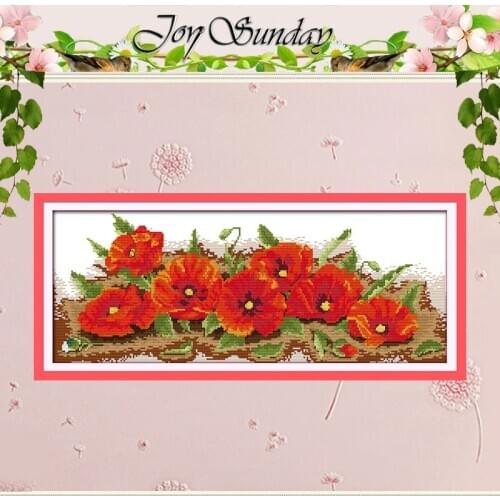 Seven poppy flowers (1) Counted Cross Stitch 11CT 14CT Cross Stitch Set Wholesale Flower Cross-stitch Kit Embroidery Needlework