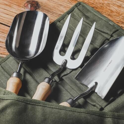 3pcs/set Garden Tool Set Stainless Steel Tool Set Flower Planting Shovel Garden Wooden Handle Gardening Hand Tools