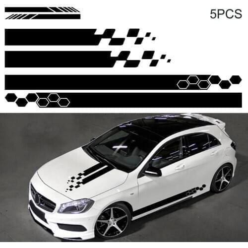 2021 Stylish 5Pcs Fashion WRC Stripe Car Covers BK Racing Sports Decal Head Car Sticker Wrap Stickers For Car Head Decoration
