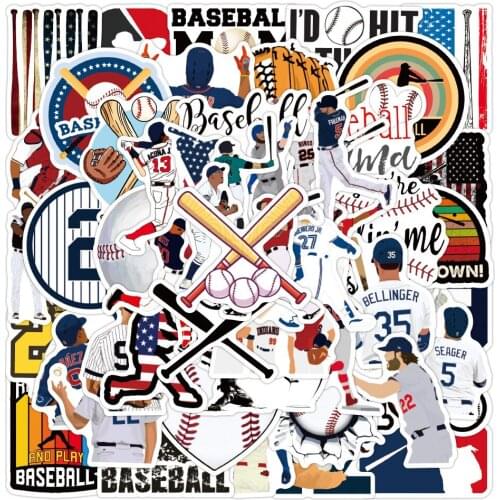 50pcs Cool Sport Baseball Stickers For Notebooks Guitar Stationery Decals Sticker Aesthetic Scrapbooking Material Craft Supplies