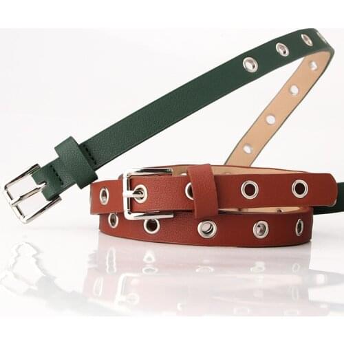 2020 New Strap Women Waist Belt Hollow Rivets PU Leather Strap For Womens Slim Waistband Female Ladies Apparel Accessories
