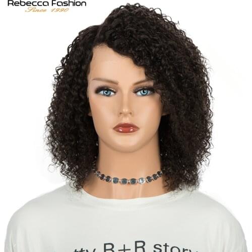 Rebecca Kinky Curly Short Bob Part Lace Wig Human Hair Lace Wigs Brazilian Wavy Curly Bob Wigs For Women Pre Plucked Lace Wigs