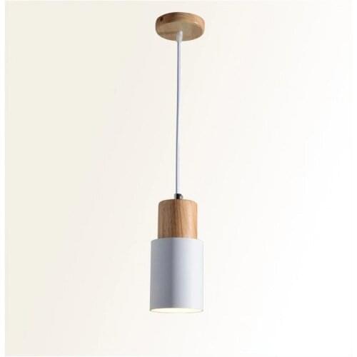 Simple Wood Pendant Lights Led Black/White Hanging Lamp Metal Kitchen Bar Hotel Bedroom Luminaire Suspendu[D7567]