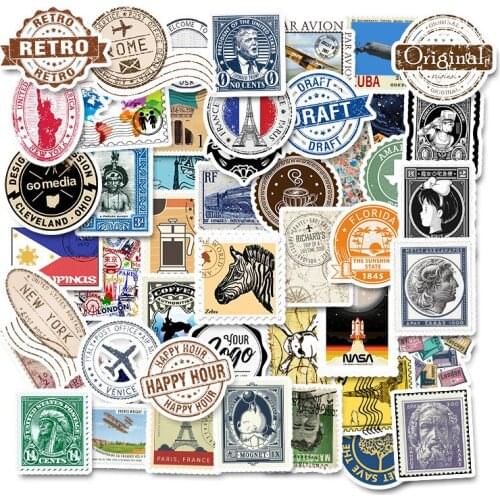 Transparent Postmark Travel Retro Stickers Snowboard Guitar Skateboard Suitcase Waterproof Graffiti Stickers Kids Classic Toy
