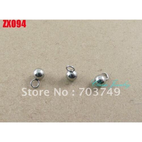 Ball shape stainless steel necklace tags bead labels bracelet pendant 50-500pcs jewelry part ZSP056