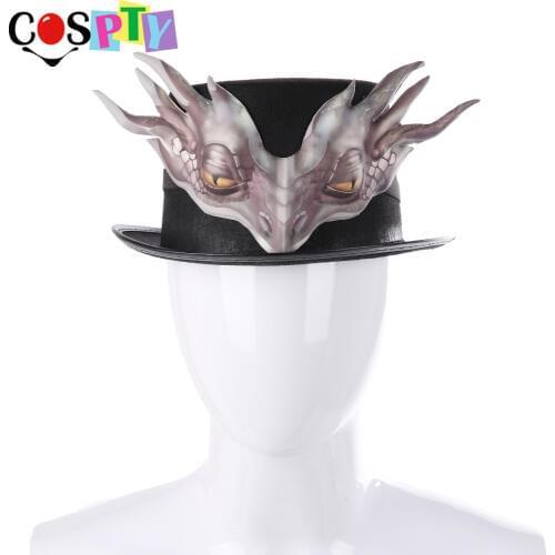 Cospty Vintage Gothic Punk Style Men and Women Black Hats with Dragon Cosplay Costume Accessories Felt Steampunk Top Hat