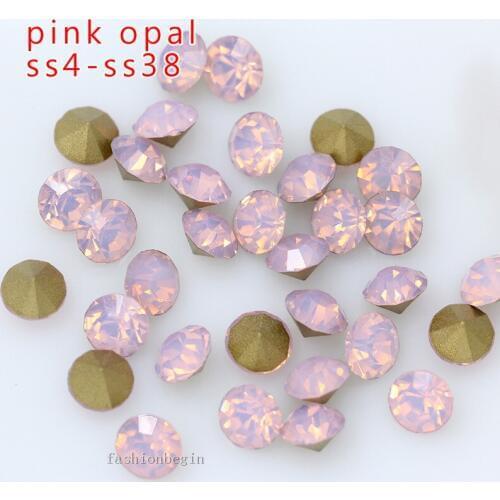 Ss4-ss38 pink opal Round Point back crystal Rhinestones jewels Glass Strass Chatons Stones 3D Nail Art Decoration loose beads