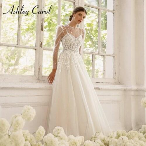 Ashley Carol A-Line Wedding Dress 2021 Chic Beaded Embroidery With Jacket 2 In 1 Bride Sweetheart Backless Shiny Bridal Gowns