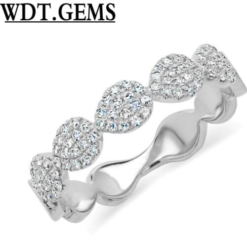 0.25CT 10K Yellow Gold Pave Diamond Cluster Pear Shape Ring Teardrop Band