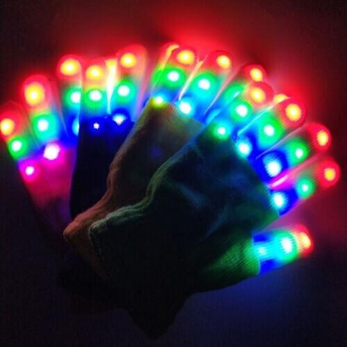1 Pair Kid LED Flashing Magic Glove Glow In The Dark Toy Light Up Finger Tip Lighting Toys For Children Novelty Party Gift