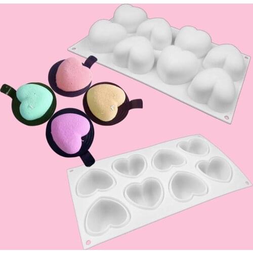 1pc Cake Mold 3d Love Heart Shaped Silicone Molds Tray Reusable Non-stick Easy Release Silicone Mold Tray Chocolate Baking Mold