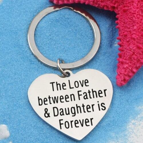 1 Pc The Love Between Father and Daugther Stainless Steel Keychain Fathers Day Gift Fashion Key Chains DIY Custom