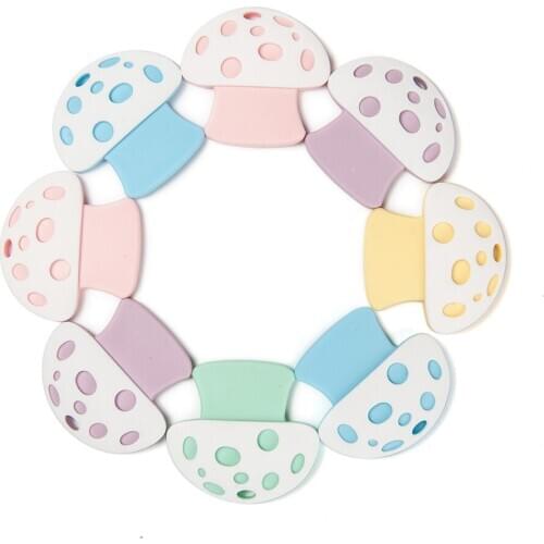 Cute-Idea silicone mushroom cartoon 1pc baby teether soft chewable teething accessories For Pacifier handmade pendant Chain toy