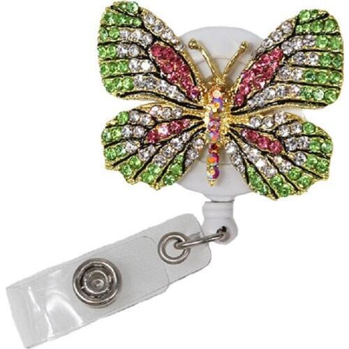 10PCS/Lot 50mm hot sell free shipping butterfly animal Retractable ID Badge Reel/Holder for gift/party