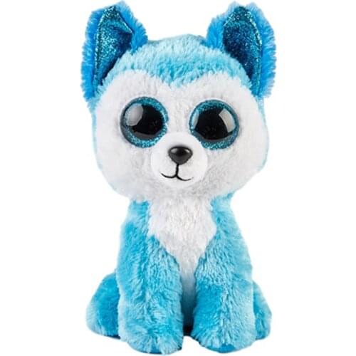 15cm Ty Big Glitter Blue Eyes Stuffed Peas Plush Soft Husky Animal Sparkling Ears Dog Doll Collectible Boy Girl Birthday Gifts