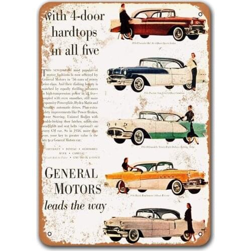 1956 General Motors All Makes Old Car Tin Sign, Sisoso Vintage Metal Plaques Poster Garage Bar Retro Wall Decor