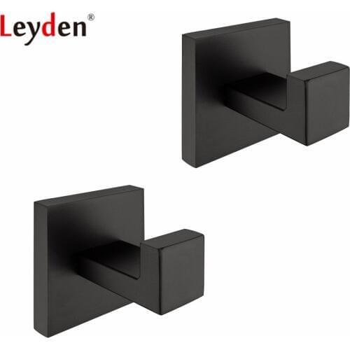 Leyden Oil Rubbed Bronze Bathroom Accessories Set Black 304 Stainless Steel 2pcs Robe Hooks Wall Mounted Towel Clothes Hooks