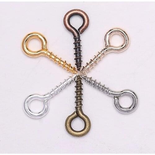 200pcs/lot Wholesale Mini Eye Pins Hooks Eyelets Screw Threaded Clasps for DIY Jewelry Making Findings