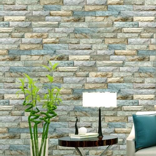 Beibehang HaokHome PVC Vinyl Modern Faux Brick Stone 3D Wallpaper Living room Bathroom Home Wall Decoration,0.53m*10m/roll