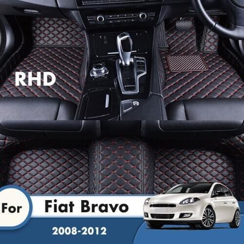 RHD Car Floor Mats For Fiat Bravo 2012 2011 2011 2010 2009 2008 Leather Carpets Waterproof Custom Auto Accessories Interior Rugs