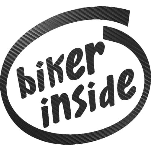 Biker Inside Carbon Fiber Vinyl Car Stickers 3D JDM Funny Stickers on Auto Motorcycle Sticker Decals for Car 16cm*15cm