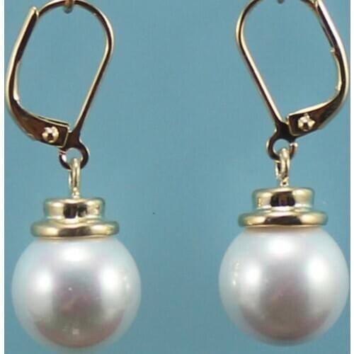 Free Shipping Wholesale pure 12mm white round shell pearl earrings fashional jewelry