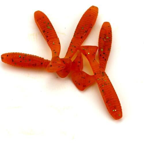 Big Sale 100pcs T Tail Bait Grub Worm Fishing Lures Long Tail Fishing Lure Soft Bait Mini Simulation Fishing Lures 5cm 2.2g
