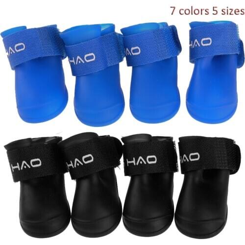 Pet Supply Anti-Slip Waterproof Soft Rubber Pet Dog Cat Rain Shoes Boots Puppy Rain Snow Boots Shoes Booties Candy Colors