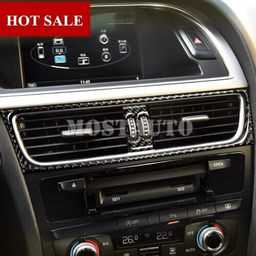 For Audi A4 S4 Carbon Fiber Center Console Air Vent Outlet Cover 2008-2015 2pcs Car Accessories Interior Car Decor Car Trim