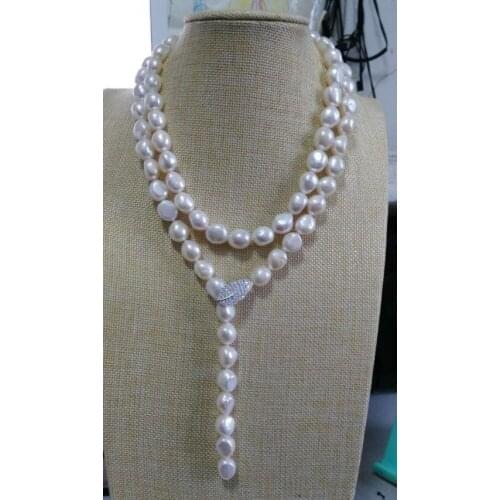 Elegant 11-12mm natural south sea baroque white pearl necklace 925s