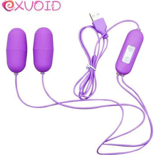 EXVOID USB Vibrator Dual Egg Vibrator Clitoris Stimulator Nipple G-Spot Massager Masturbation Sex Toys for Women Adult Products