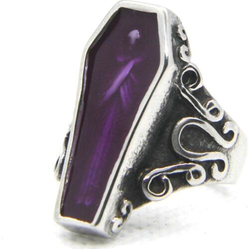 Support Dropship Newest Purple Coffin Ring 316L Stainless Steel Jewelry Size 7-13 Punk Ring