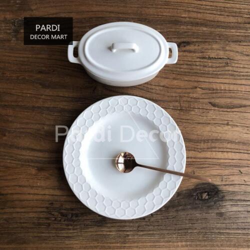 Northern Europe style restore white ceramic Mini style double ears baking pot wedding gift 1pc/lot