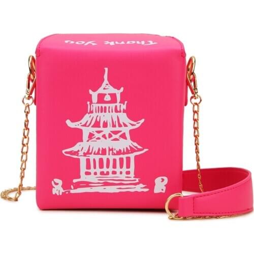 Takeout Box Candy Colors Leather Ladies Purses and Handbags Novelty Cute Women Shoulder Chain Bag Totes Crossbody Bag