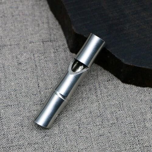 Handmade Creative Personality Stainless Steel Bamboo Whistle Outdoor Survival Whistles Pendant Sports Emergency Whistling