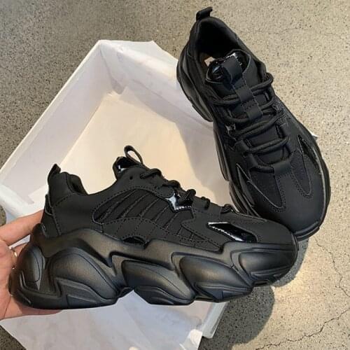 New Womens Sneakers Vulcanize Shoes Korean Female Black Pink Platform Thick Sole Running Casual Shoes Woman Tennis Shoes