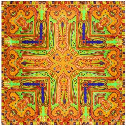 90cm Square Fashion Silk Women Scarf Cashew Floral Print Square Scarves Wraps Luxury Brand Super Large Gift Shawls