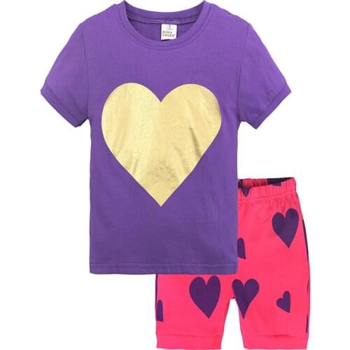 Summer 2018 fashion childrens boys suit infant % cotton printed girls short-sleeved T-shirt + shorts two-piece set