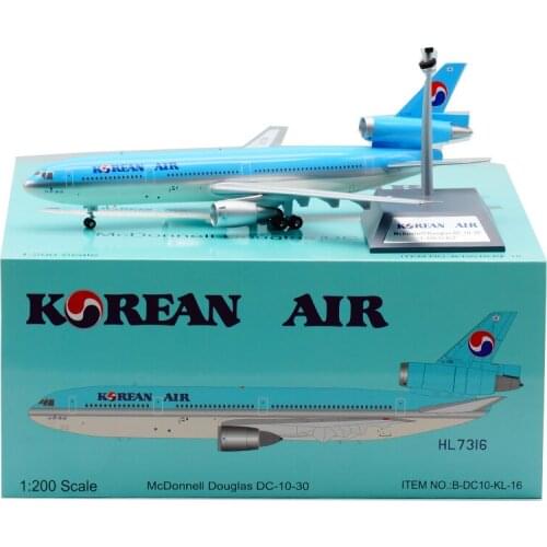 Diecast 1:200 Douglas DC-10-30 HL7316 Korean Air Airlines Plane Model Alloy Aircraft Plane Collection Souvenir Ornaments Gift