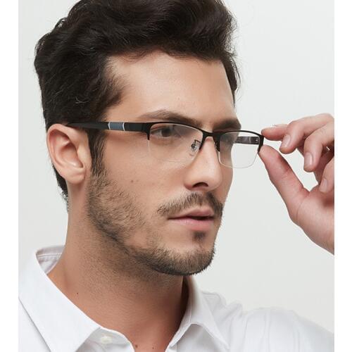 RBENN Men Business Reading Glasses High Quality Metal Half Frame Presbyopic Reading Glasses with Diopter 0.75 1.75 2.75 4.5 5.0