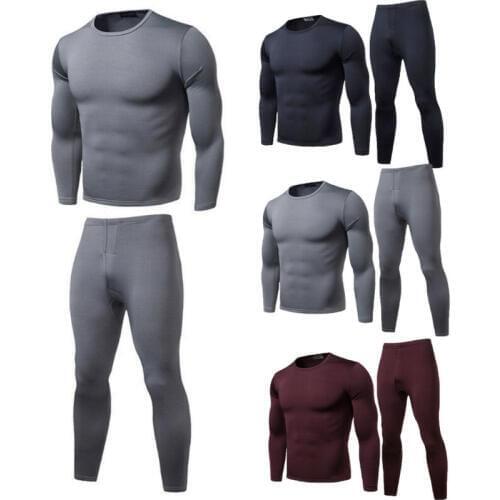 2019 NEW Mens Winter Underwear Warm Soft Fleece Lined Thermal Long Sleeve Top Bottom Underwear Set