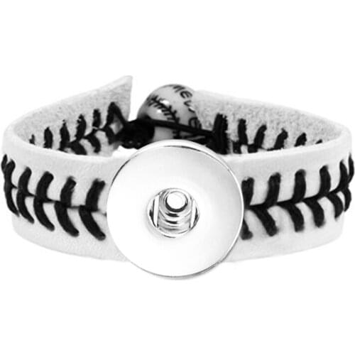 NEW Baseball leatherette snap button bracelet NY8869 (fit 18mm 20mm snaps)