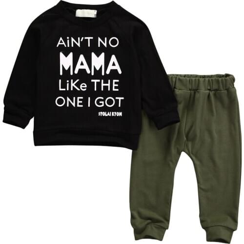 Autumn Winter Infant Newborn Toddler Kids Baby Boys Clothes Set Letter Long Sleeve T-shirt+Long Pants 2pcs Outfits 0-3Y