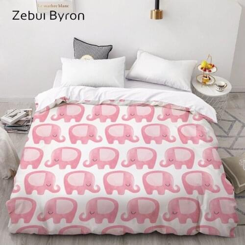 3D Print Custom Duvet Cover Pink elephant,Comforter/Quilt/Blanket case Queen/King,Cartoon Bedding for kids/baby/children