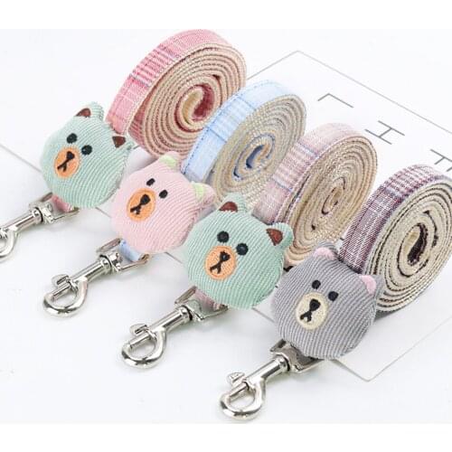 Dog Harness Leash Collar Set New Cartoon Bear Adjustable Dog Harness for Small Medium Pets Cat Collar Leash Outdoor Walking