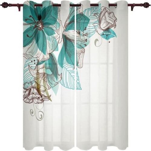 Modern Curtains Flowers Leaves Lines Baby Room Bedroom Creative Window Curtains Kitchen Living Room Terrace Valance Curtains